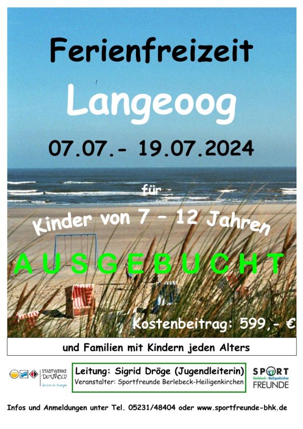 Plakat Ferienfreizeit 2024-Ausgebucht