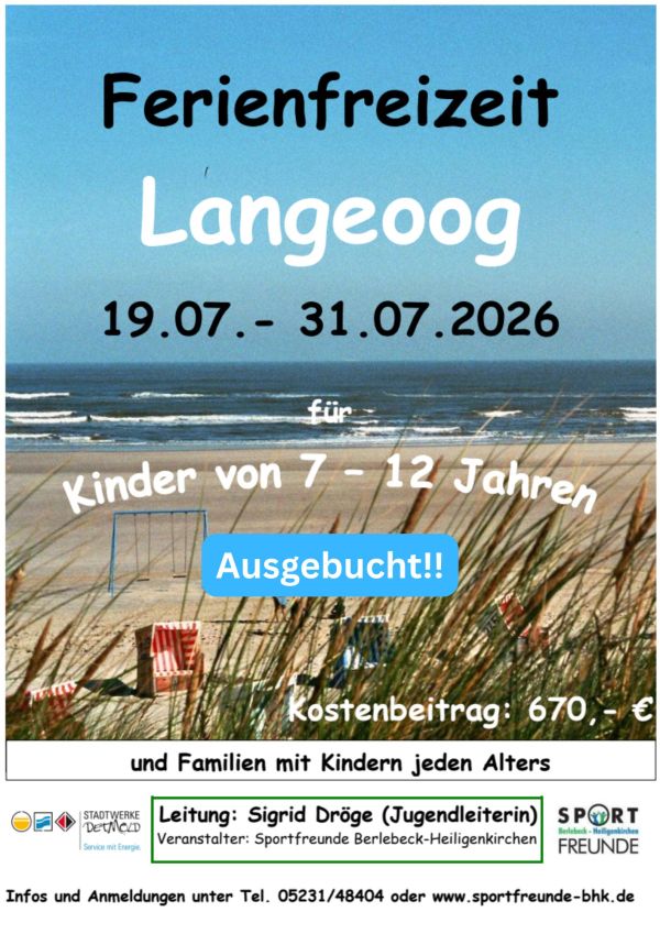 Ferienfreizeit Langeoog vom 19.07. – 31.07.2026 – Ausgebucht!!