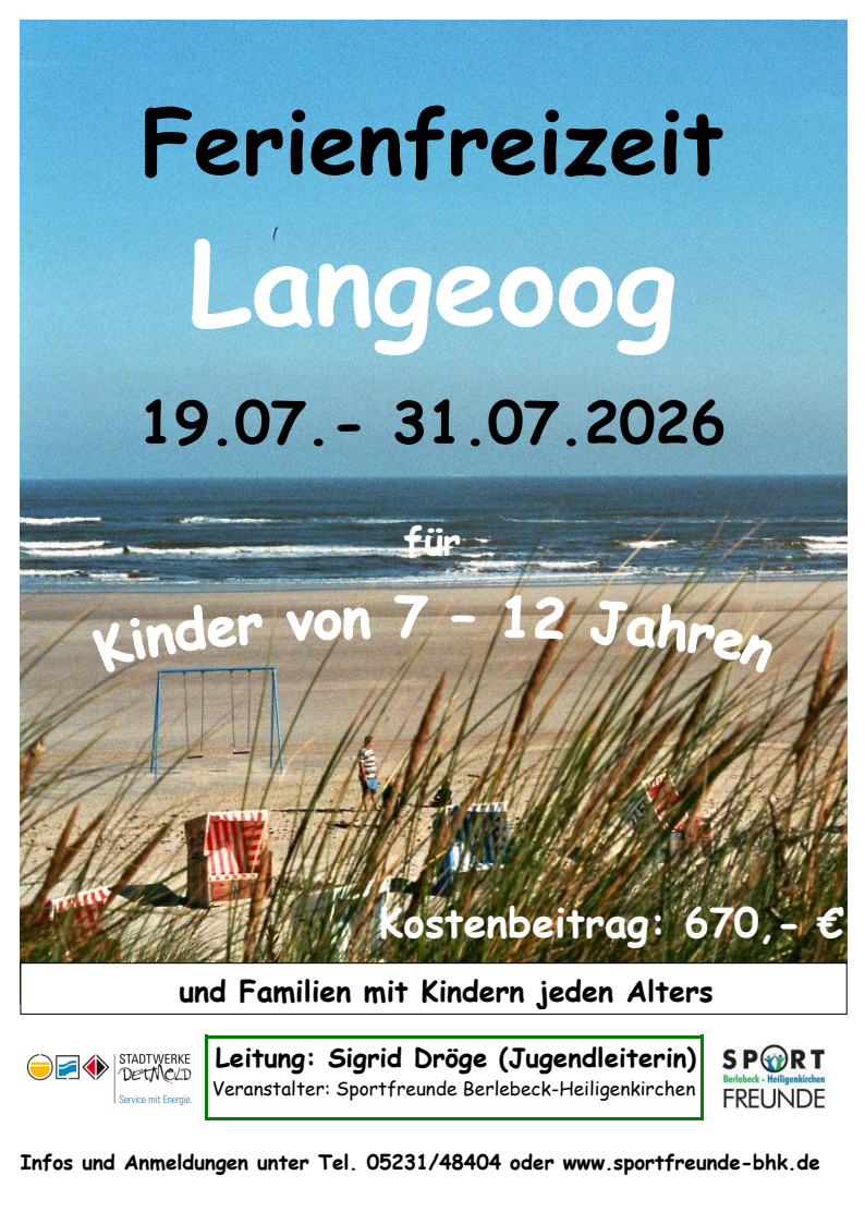 Ferienfreizeit Langeoog vom 19.07. – 31.07.2026
